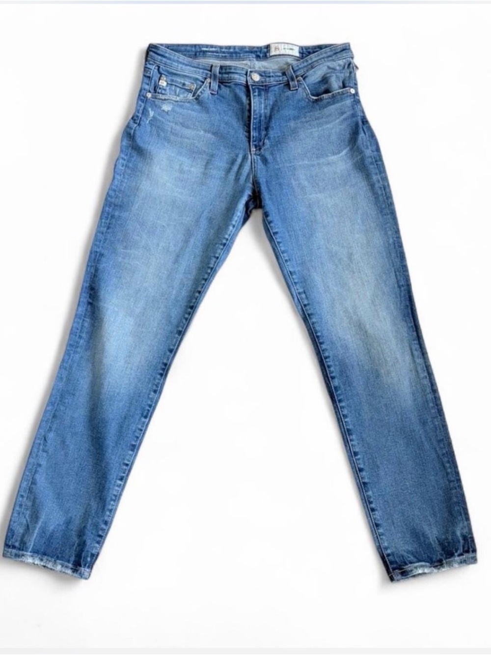 Ag Adriano Goldschmied Prima Ankle Cigarette Leg Light Blue Cropped Jeans